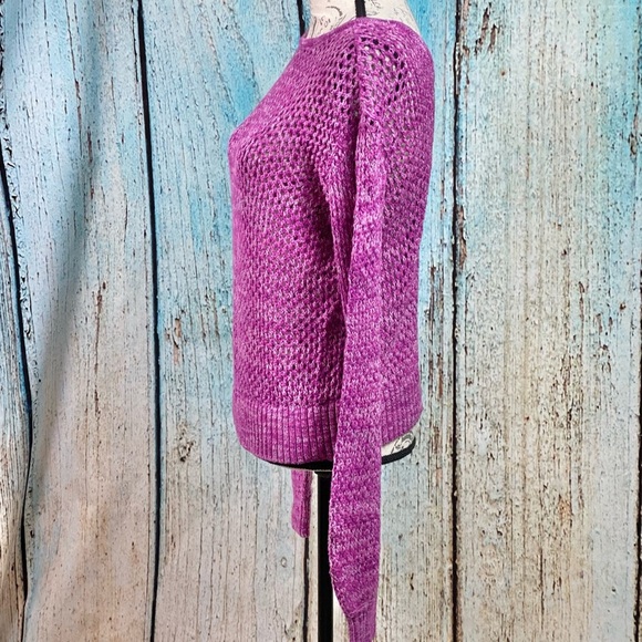 Anthropologie Splendid NWT Lilac Purple Open Fishnet Sweater - Picture 10 of 11